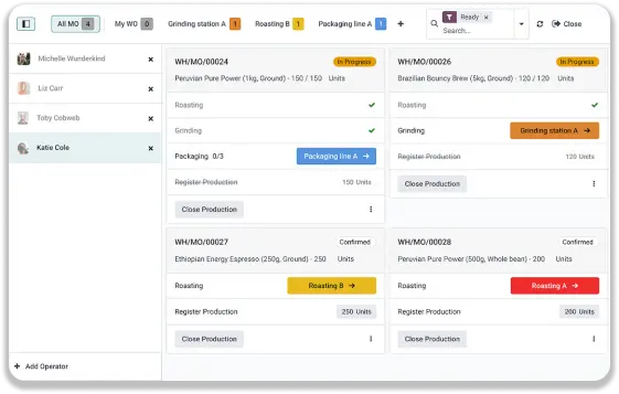 shop floor manage the production instructions and work instructions according to the product trees and routing cards of the workstations